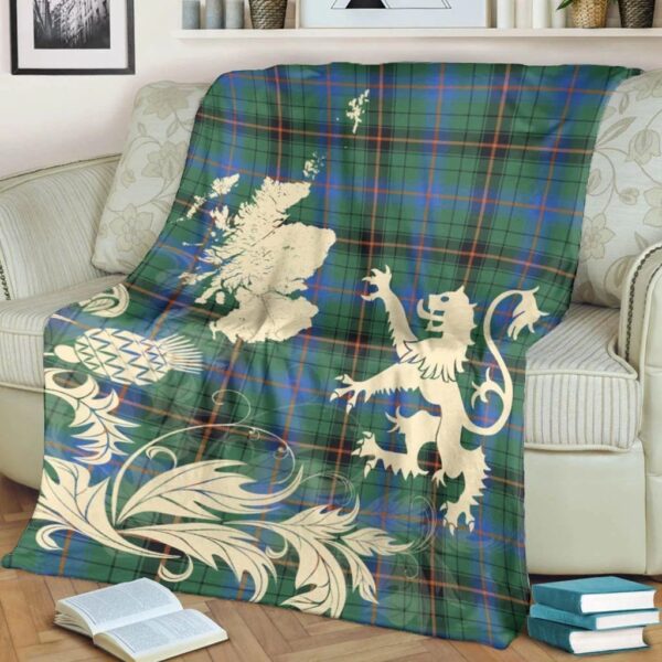 Davidson Ancient Clan Blanket, Scottish Tartan Davidson Ancient Clans Blanket Thistle Map Style - Image 4