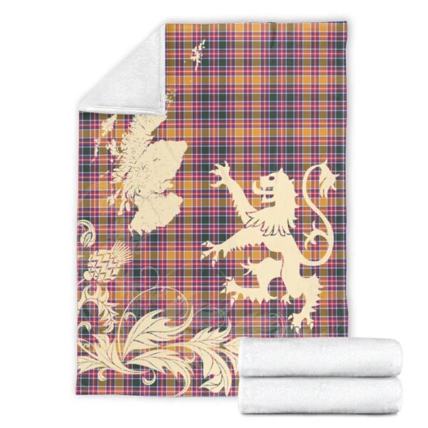 Jacobite Clan Blanket, Scottish Tartan Jacobite Clans Blanket Thistle Map Style