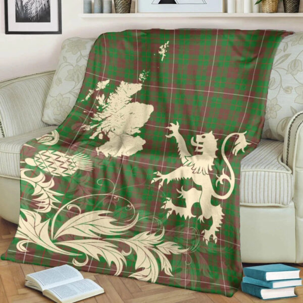 MacKinnon Hunting Modern Clan Blanket, Scottish Tartan MacKinnon Hunting Modern Clans Blanket Thistle Map Style - Image 4