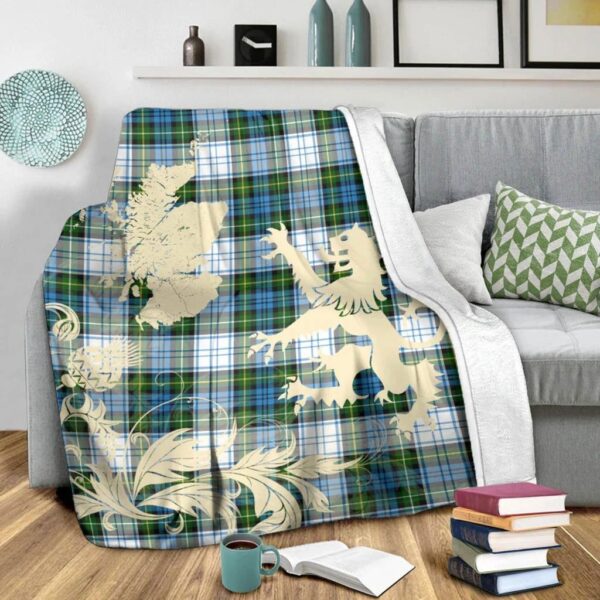 Campbell Dress Clan Blanket, Scottish Tartan Campbell Dress Clans Blanket Thistle Map Style - Image 3