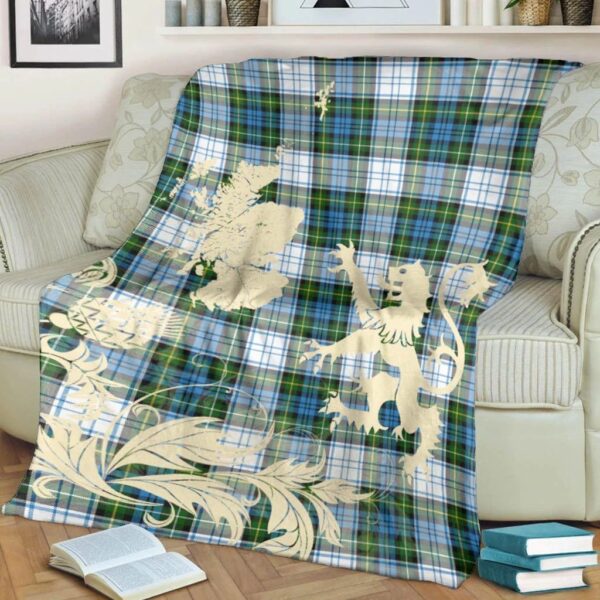 Campbell Dress Clan Blanket, Scottish Tartan Campbell Dress Clans Blanket Thistle Map Style - Image 4