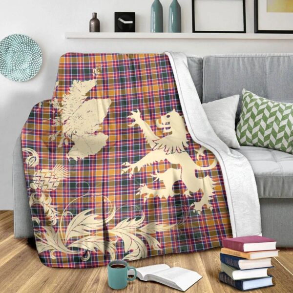 Jacobite Clan Blanket, Scottish Tartan Jacobite Clans Blanket Thistle Map Style - Image 3