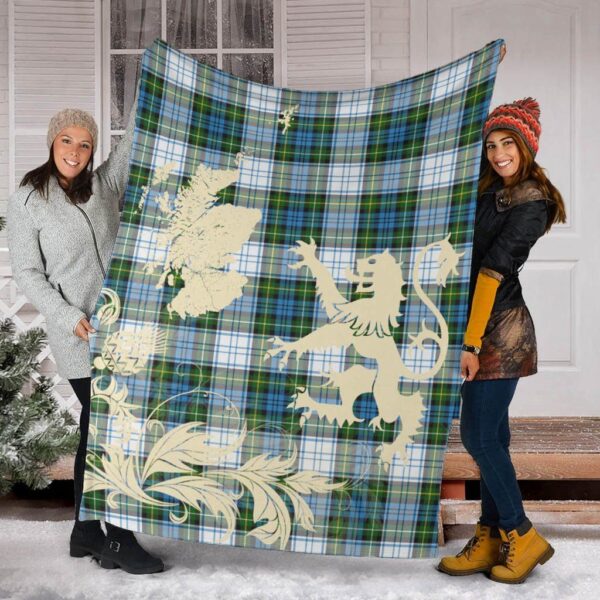 Campbell Dress Clan Blanket, Scottish Tartan Campbell Dress Clans Blanket Thistle Map Style - Image 2