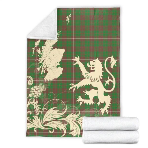 MacKinnon Hunting Modern Clan Blanket, Scottish Tartan MacKinnon Hunting Modern Clans Blanket Thistle Map Style