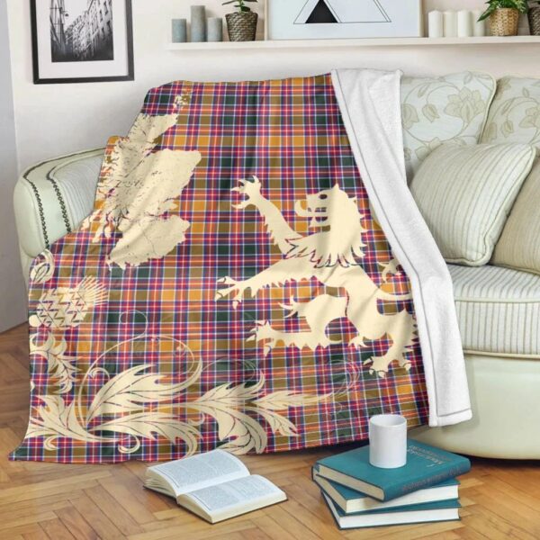 Jacobite Clan Blanket, Scottish Tartan Jacobite Clans Blanket Thistle Map Style - Image 5