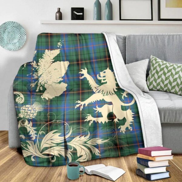 Davidson Ancient Clan Blanket, Scottish Tartan Davidson Ancient Clans Blanket Thistle Map Style - Image 3