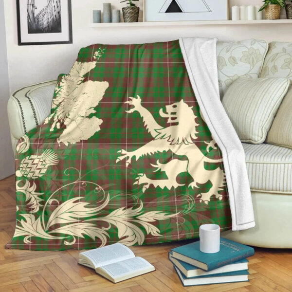 MacKinnon Hunting Modern Clan Blanket, Scottish Tartan MacKinnon Hunting Modern Clans Blanket Thistle Map Style - Image 5