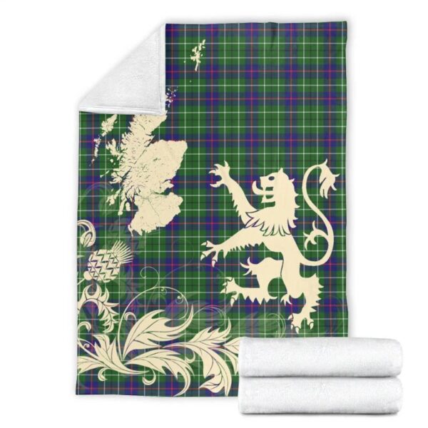 Duncan Modern Clan Blanket, Scottish Tartan Duncan Modern Clans Blanket Thistle Map Style