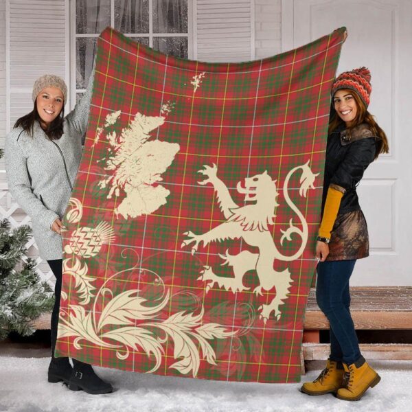 Bruce Modern Clan Blanket, Scottish Tartan Bruce Modern Clans Blanket Thistle Map Style - Image 2