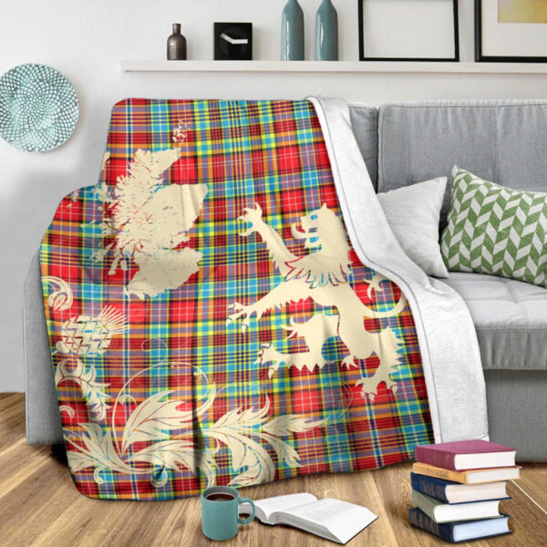 Ogilvie Clan Blanket, Scottish Tartan Ogilvie Clans Blanket Thistle Map Style - Image 3