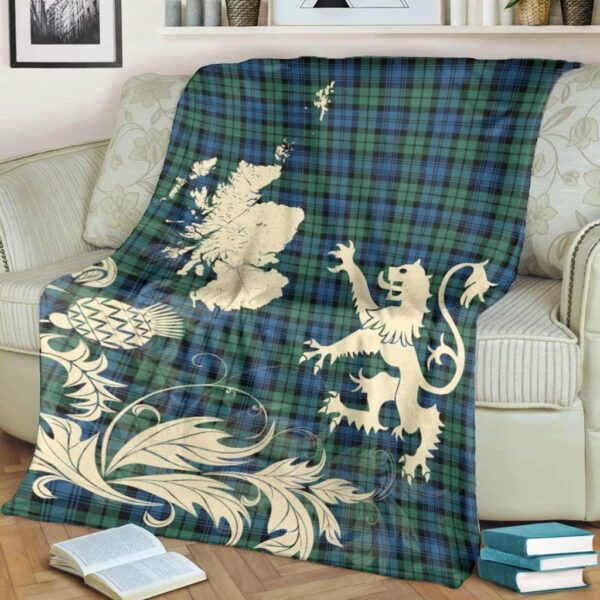 Campbell Ancient 02 Clan Blanket, Scottish Tartan Campbell Ancient 02 Clans Blanket Thistle Map Style - Image 4