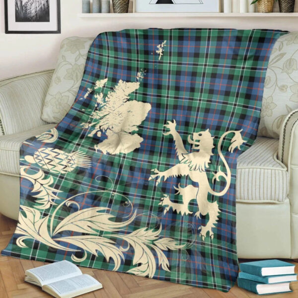 Rose Hunting Ancient Clan Blanket, Scottish Tartan Rose Hunting Ancient Clans Blanket Thistle Map Style - Image 4