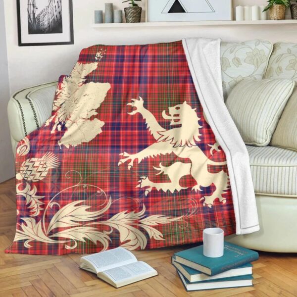 Lumsden Modern Clan Blanket, Scottish Tartan Lumsden Modern Clans Blanket Thistle Map Style - Image 5