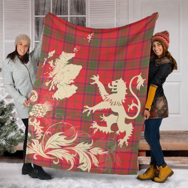 Ross Modern Clan Blanket, Scottish Tartan Ross Modern Clans Blanket Thistle Map Style - Image 2