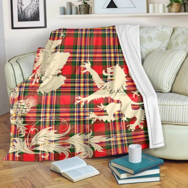 MacGillivray Modern Clan Blanket, Scottish Tartan MacGillivray Modern Clans Blanket Thistle Map Style - Image 5