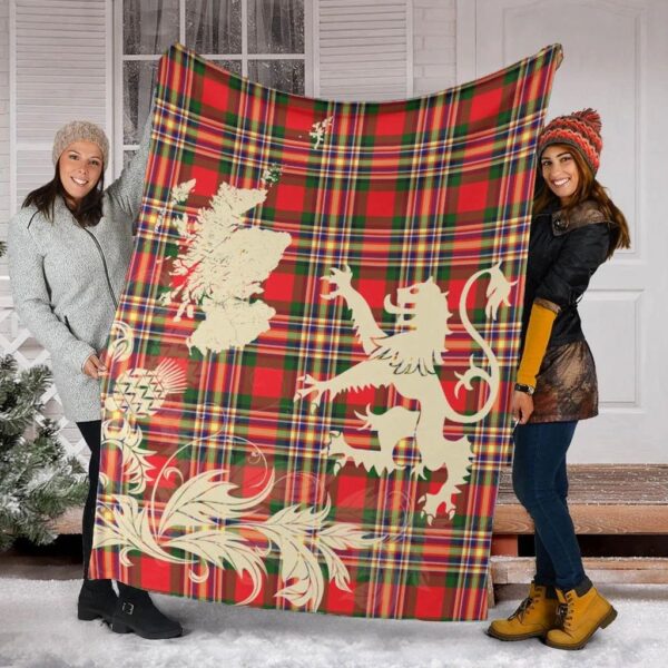 MacGillivray Modern Clan Blanket, Scottish Tartan MacGillivray Modern Clans Blanket Thistle Map Style - Image 2