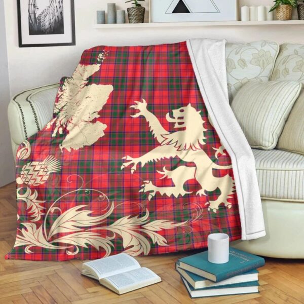 Drummond Modern Clan Blanket, Scottish Tartan Drummond Modern Clans Blanket Thistle Map Style - Image 5