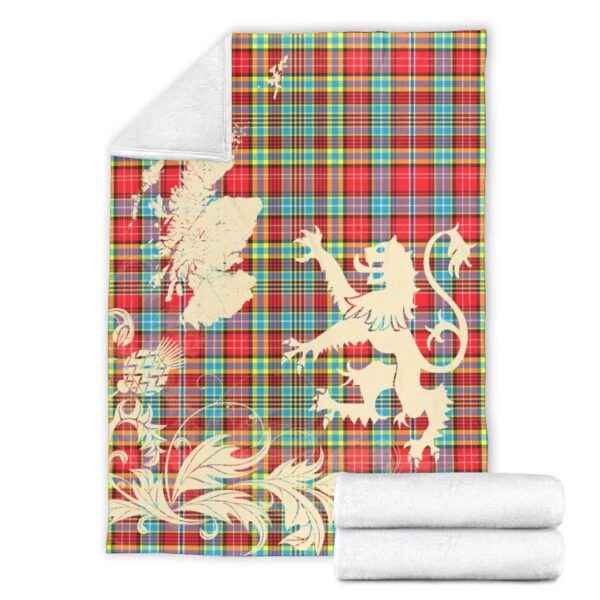 Ogilvie Clan Blanket, Scottish Tartan Ogilvie Clans Blanket Thistle Map Style