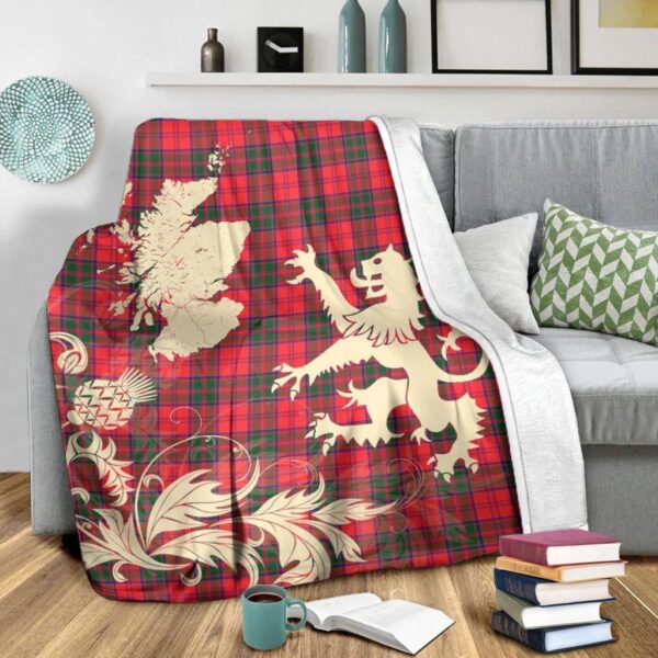 Drummond Modern Clan Blanket, Scottish Tartan Drummond Modern Clans Blanket Thistle Map Style - Image 3