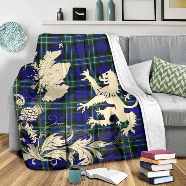 Arbuthnot Modern Clan Blanket, Scottish Tartan Arbuthnot Modern Clans Blanket Thistle Map Style - Image 3