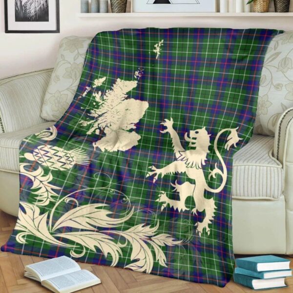 Duncan Modern Clan Blanket, Scottish Tartan Duncan Modern Clans Blanket Thistle Map Style - Image 4