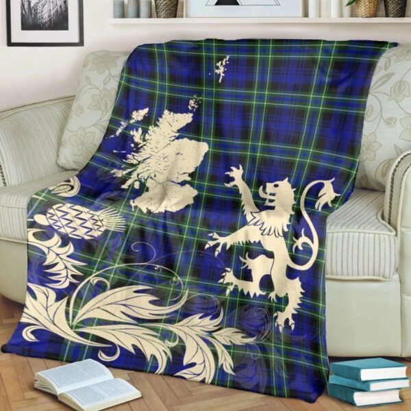 Arbuthnot Modern Clan Blanket, Scottish Tartan Arbuthnot Modern Clans Blanket Thistle Map Style - Image 4