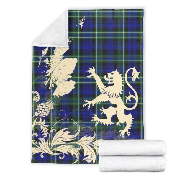 Arbuthnot Modern Clan Blanket, Scottish Tartan Arbuthnot Modern Clans Blanket Thistle Map Style