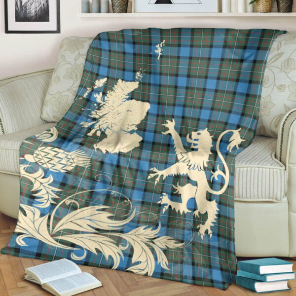 Fergusson Ancient Clan Blanket, Scottish Tartan Fergusson Ancient Clans Blanket Thistle Map Style - Image 4