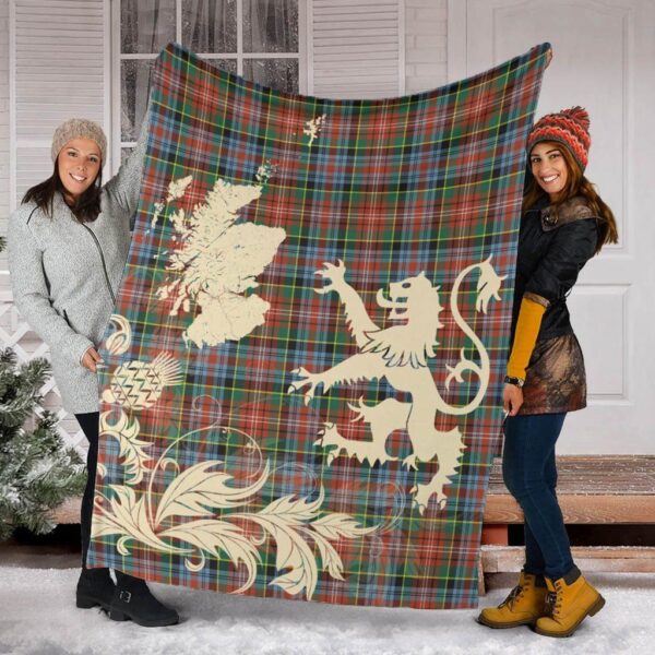 Caledonia Ancient Clan Blanket, Scottish Tartan Caledonia Ancient Clans Blanket Thistle Map Style - Image 2