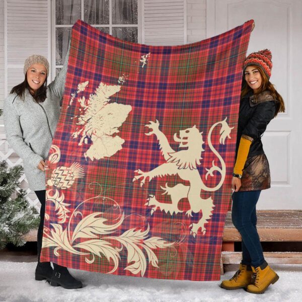 Lumsden Modern Clan Blanket, Scottish Tartan Lumsden Modern Clans Blanket Thistle Map Style - Image 2