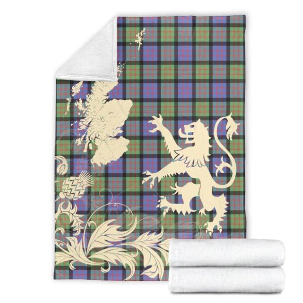 MacDonald Ancient Clan Blanket, Scottish Tartan MacDonald Ancient Clans Blanket Thistle Map Style