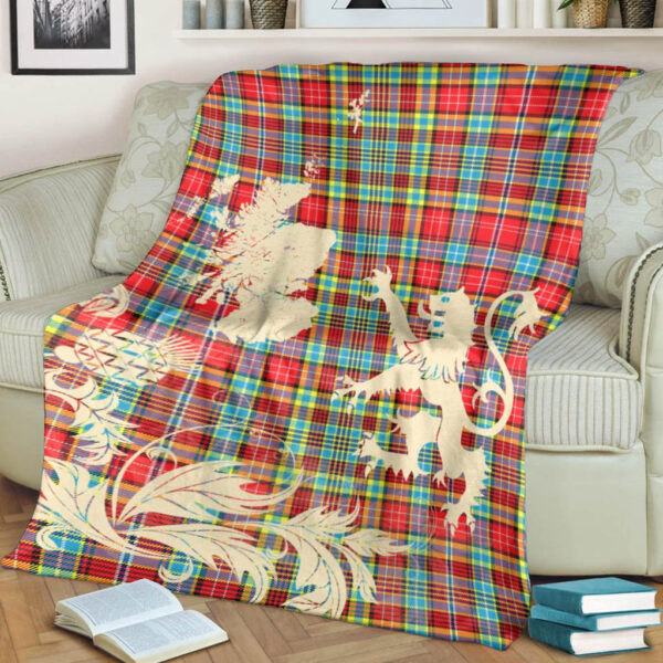 Ogilvie Clan Blanket, Scottish Tartan Ogilvie Clans Blanket Thistle Map Style - Image 4