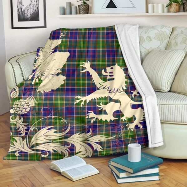 Ayrshire District Clan Blanket, Scottish Tartan Ayrshire District Clans Blanket Thistle Map Style - Image 5