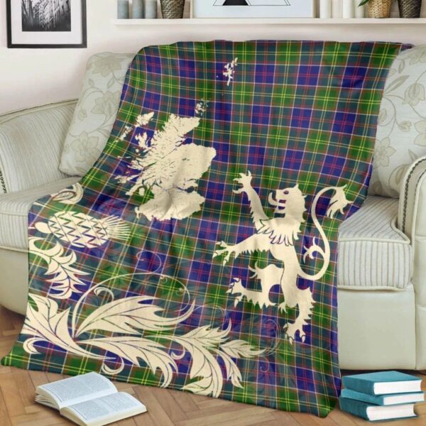 Ayrshire District Clan Blanket, Scottish Tartan Ayrshire District Clans Blanket Thistle Map Style - Image 4