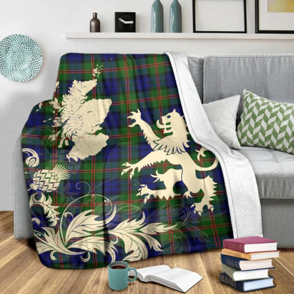 Dundas Modern 02 Clan Blanket, Scottish Tartan Dundas Modern 02 Clans Blanket Thistle Map Style - Image 3