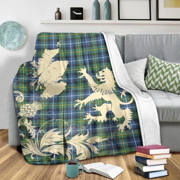 MacNeil of Colonsay Modern Clan Blanket, Scottish Tartan MacNeil of Colonsay Modern Clans Blanket Thistle Map Style - Image 3