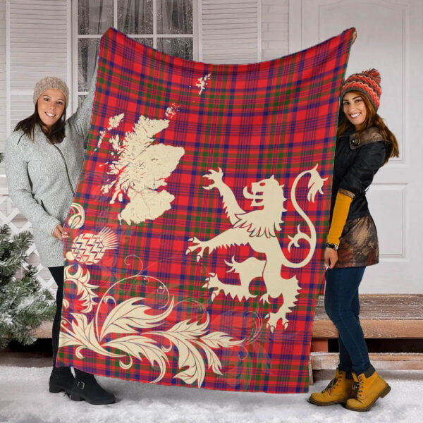 Murray of Tulloch Modern Clan Blanket, Scottish Tartan Murray of Tulloch Modern Clans Blanket Thistle Map Style - Image 2