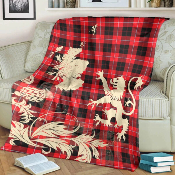 Cunningham Modern Clan Blanket, Scottish Tartan Cunningham Modern Clans Blanket Thistle Map Style - Image 4