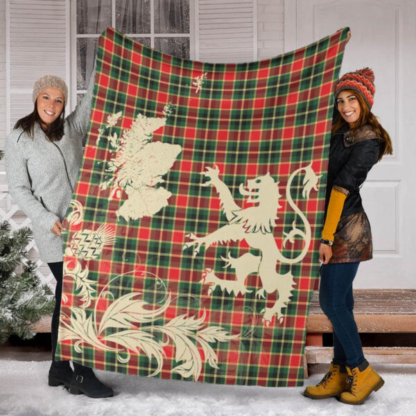 MacLachlan Hunting Modern Clan Blanket, Scottish Tartan MacLachlan Hunting Modern Clans Blanket Thistle Map Style - Image 2