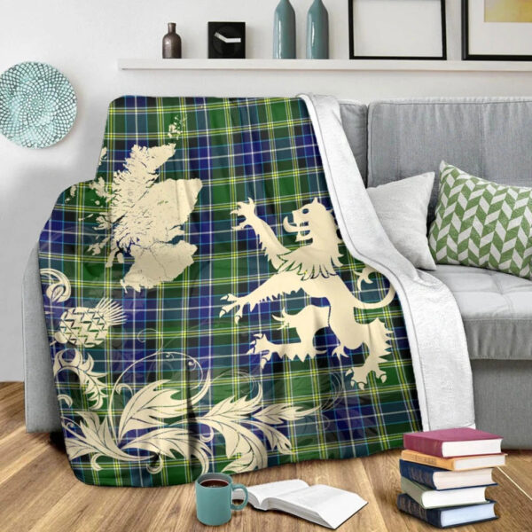 MacKellar Clan Blanket, Scottish Tartan MacKellar Clans Blanket Thistle Map Style - Image 3