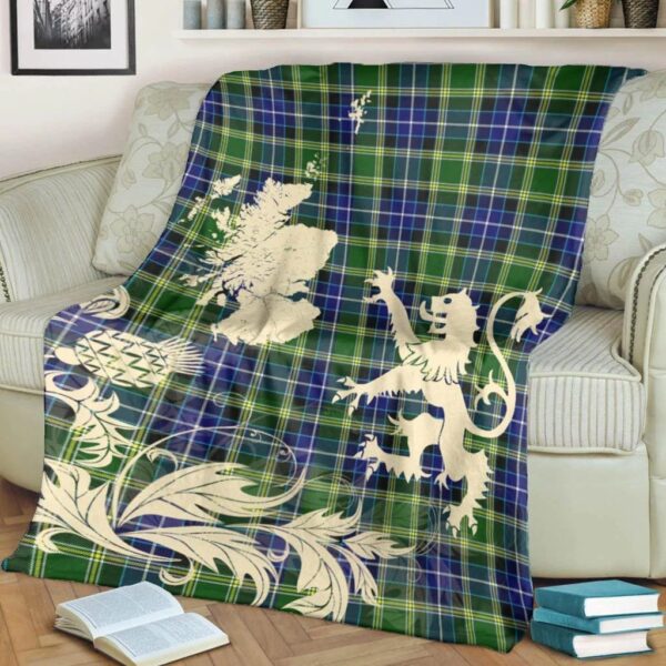 MacKellar Clan Blanket, Scottish Tartan MacKellar Clans Blanket Thistle Map Style - Image 4