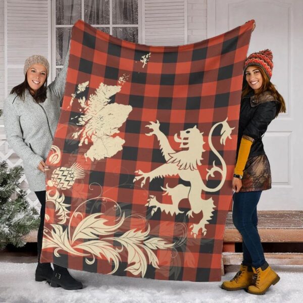 Robertson Modern Clan Blanket, Scottish Tartan Robertson Modern Clans Blanket Thistle Map Style - Image 2