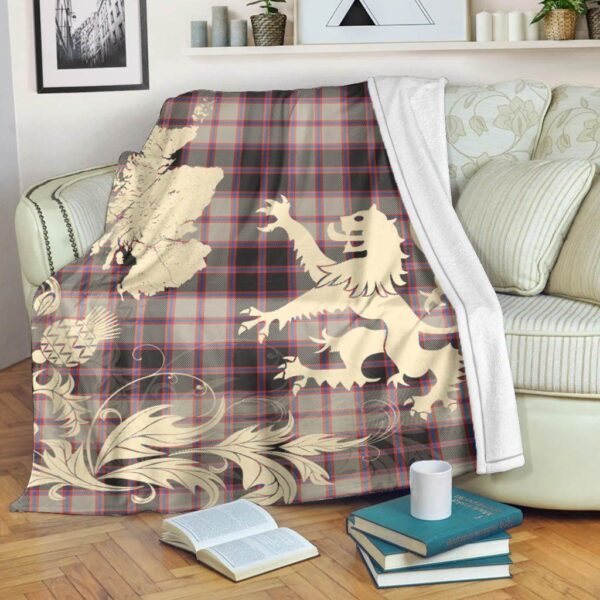 MacPherson Hunting Ancient Clan Blanket, Scottish Tartan MacPherson Hunting Ancient Clans Blanket Thistle Map Style - Image 5