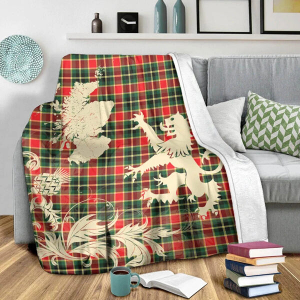 MacLachlan Hunting Modern Clan Blanket, Scottish Tartan MacLachlan Hunting Modern Clans Blanket Thistle Map Style - Image 3