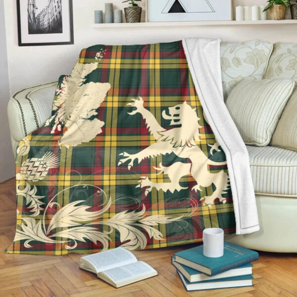 MacMillan Old Modern Clan Blanket, Scottish Tartan MacMillan Old Modern Clans Blanket Thistle Map Style - Image 5