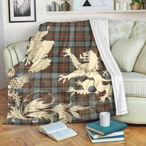 Fergusson Weathered Clan Blanket, Scottish Tartan Fergusson Weathered Clans Blanket Thistle Map Style - Image 5