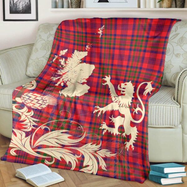 Murray of Tulloch Modern Clan Blanket, Scottish Tartan Murray of Tulloch Modern Clans Blanket Thistle Map Style - Image 4