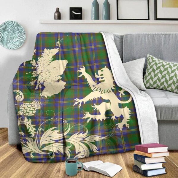 Strange of Balkaskie Clan Blanket, Scottish Tartan Strange of Balkaskie Clans Blanket Thistle Map Style - Image 3