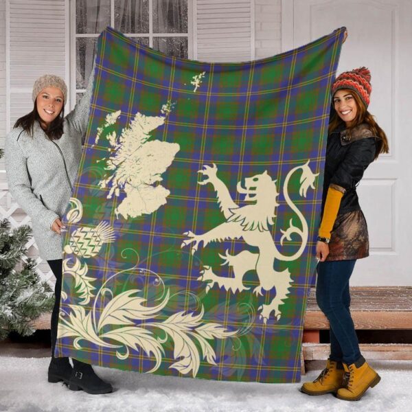 Strange of Balkaskie Clan Blanket, Scottish Tartan Strange of Balkaskie Clans Blanket Thistle Map Style - Image 2