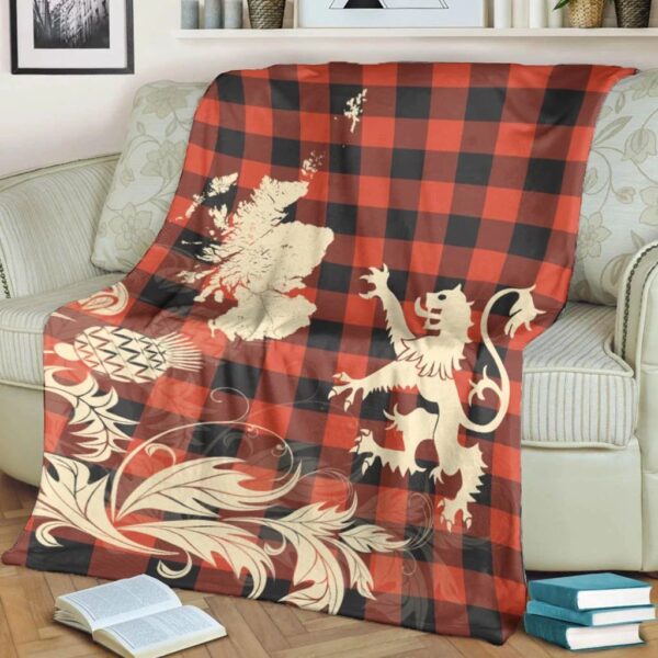 Robertson Modern Clan Blanket, Scottish Tartan Robertson Modern Clans Blanket Thistle Map Style - Image 4